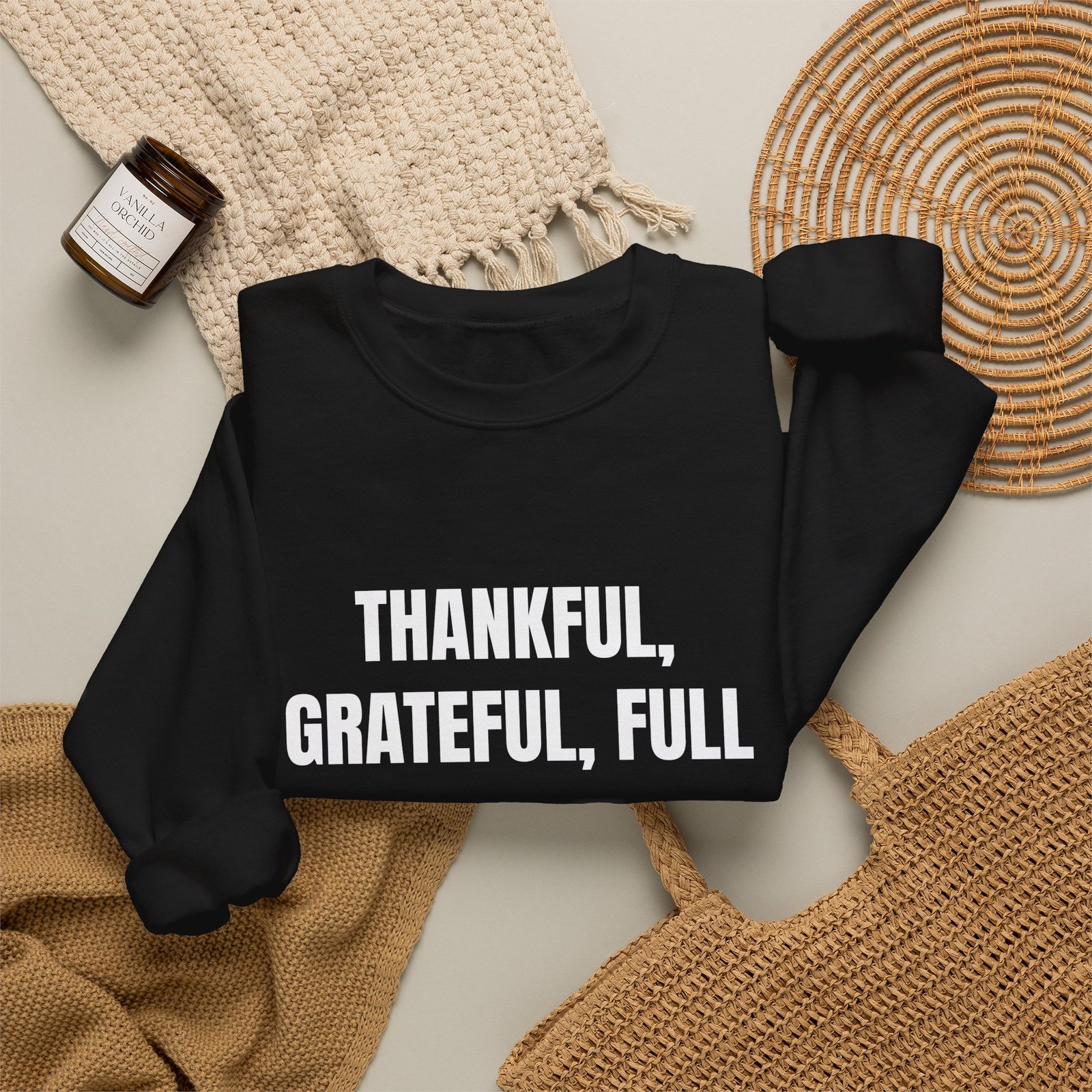 Thankful, Grateful, Full Funny Thanksgiving Crewneck Sweatshirt - Image 8