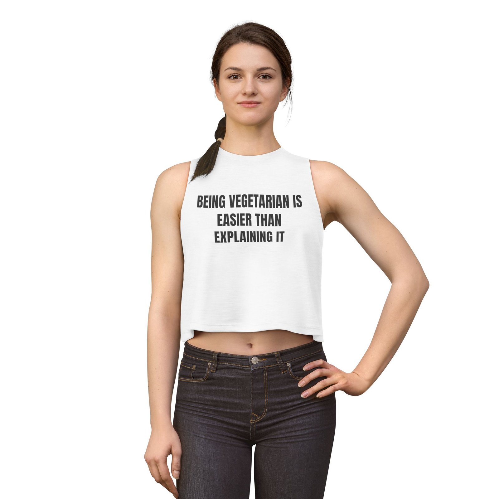 Being Vegetarian Is Easier Than Explaining It Funny Women's Crop Top - Image 3