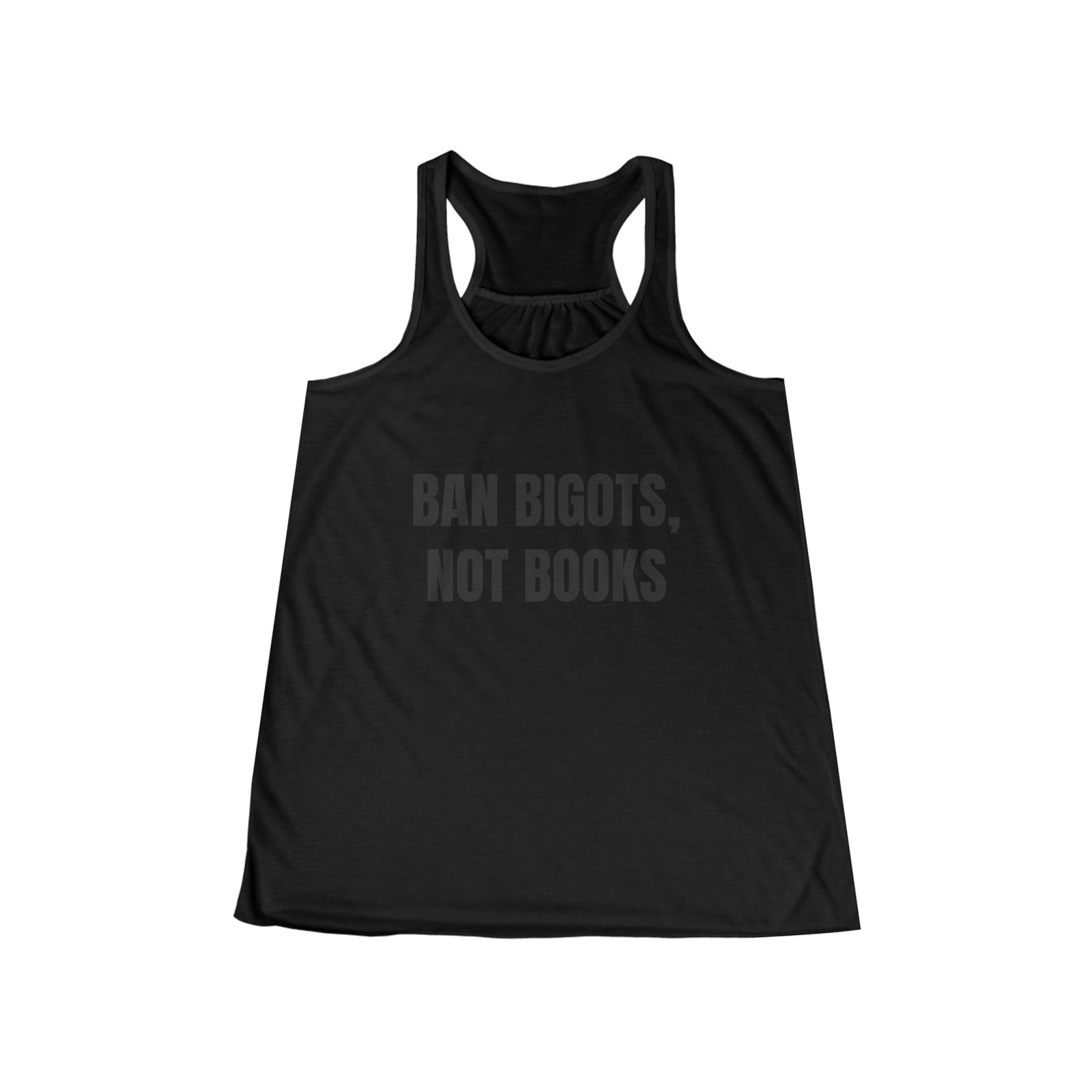 Ban Bigots, Not Books Funny Women's Flowy Racerback Tank - Image 3