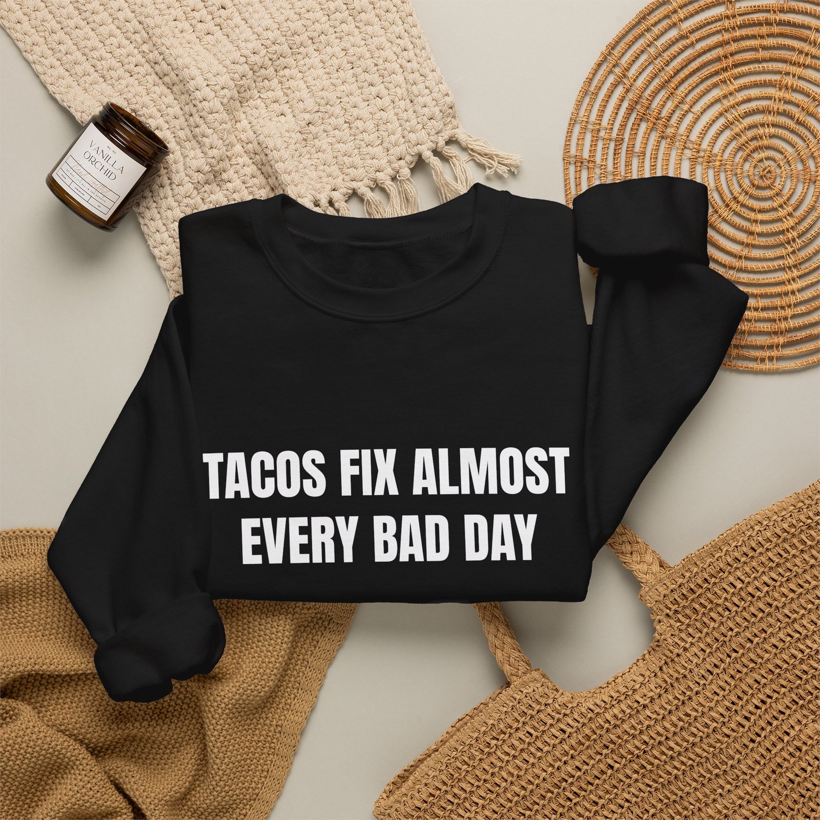 Tacos Fix Almost Every Bad Day Funny Crewneck Sweatshirt - Image 8