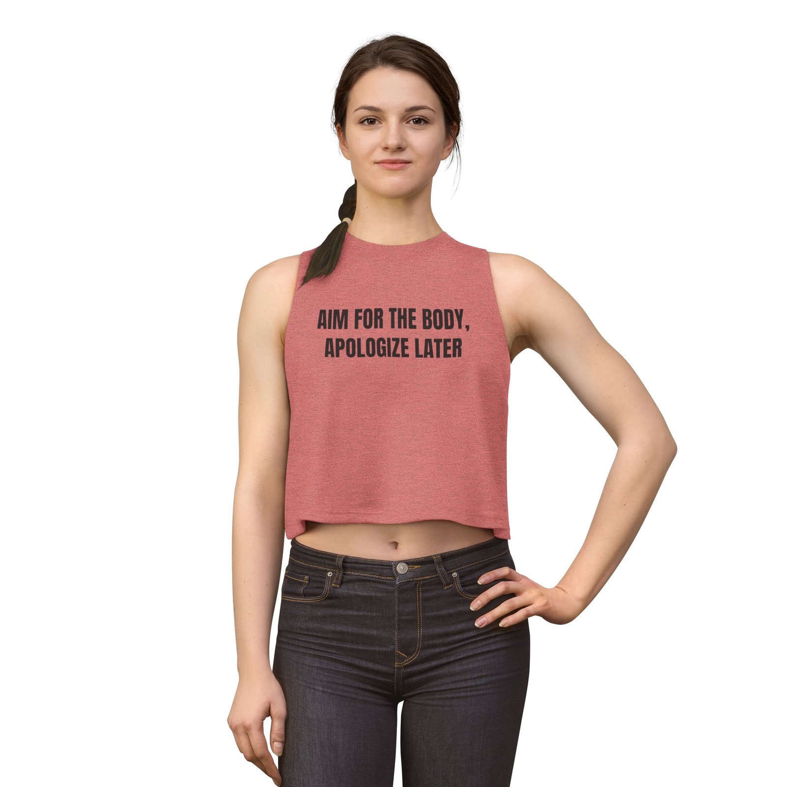Aim For The Body, Apologize Later Funny Women's Crop Top - Image 7