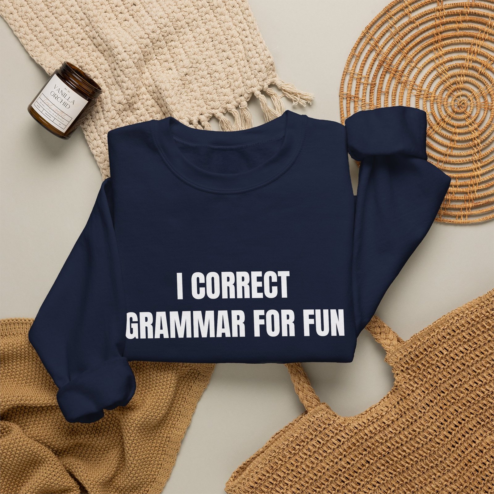 I Correct Grammar For Fun Funny Crewneck Sweatshirt - Image 16