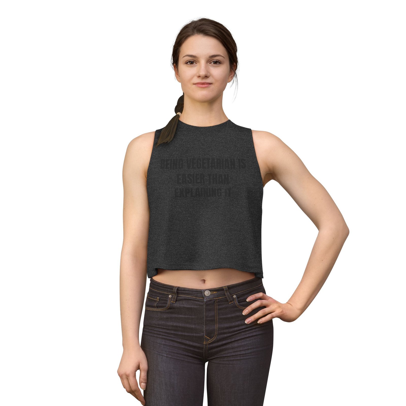 Being Vegetarian Is Easier Than Explaining It Funny Women's Crop Top - Image 15