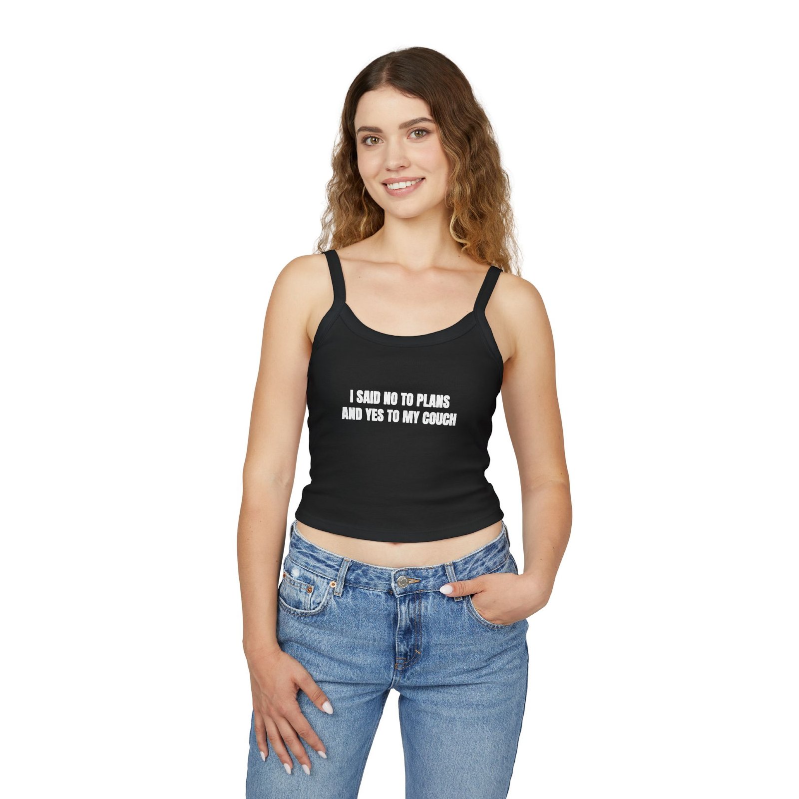I Said No To Plans And Yes To My Couch Funny Women's Spaghetti Strap Tank - Image 7