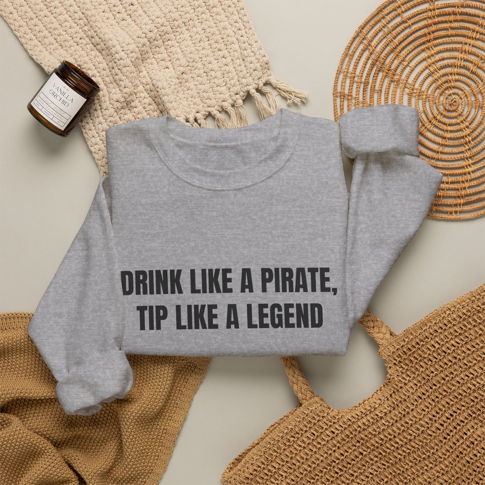 Drink Like A Pirate, Tip Like A Legend Funny Crewneck Sweatshirt - Image 12