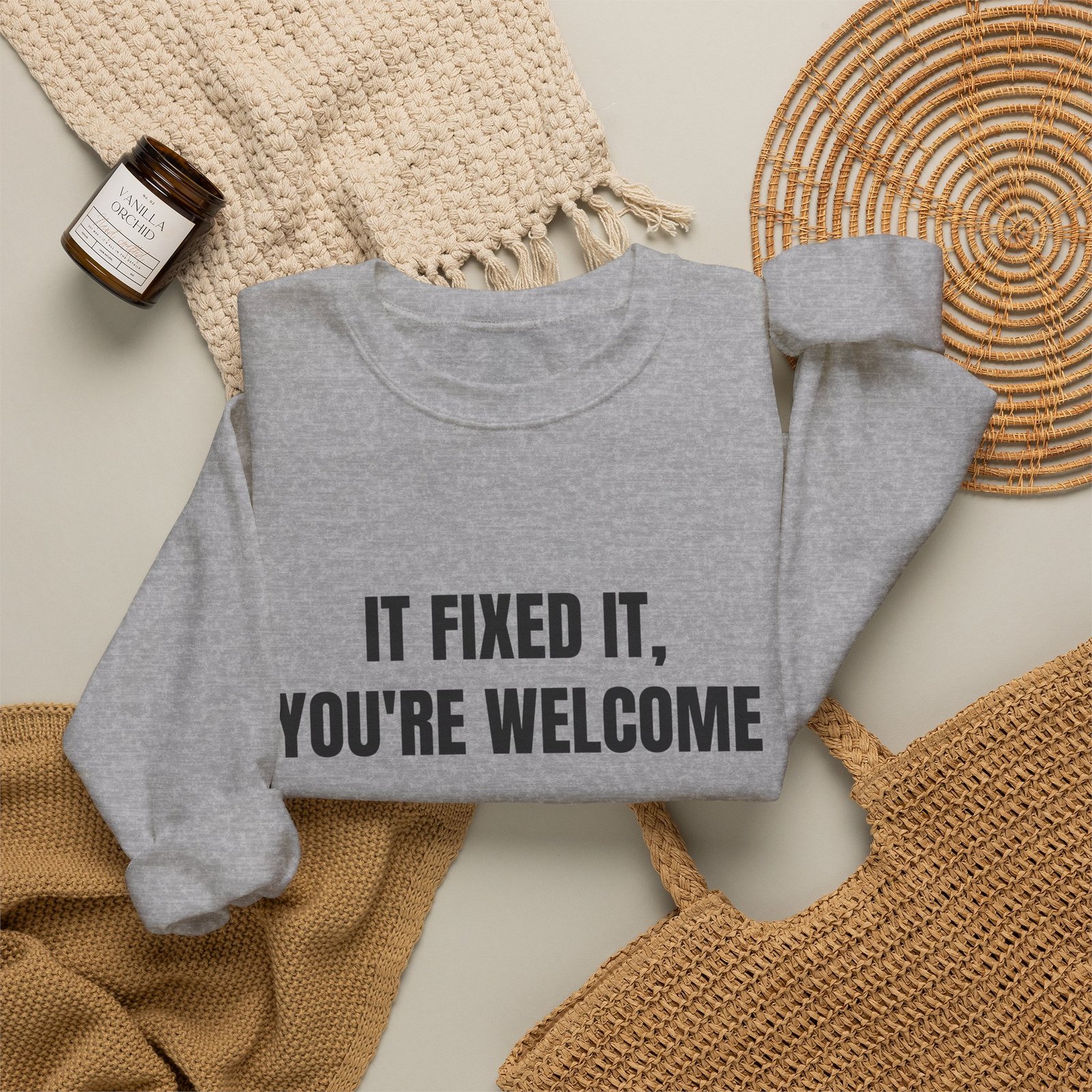 IT Fixed It, You're Welcome Funny Crewneck Sweatshirt - Image 12