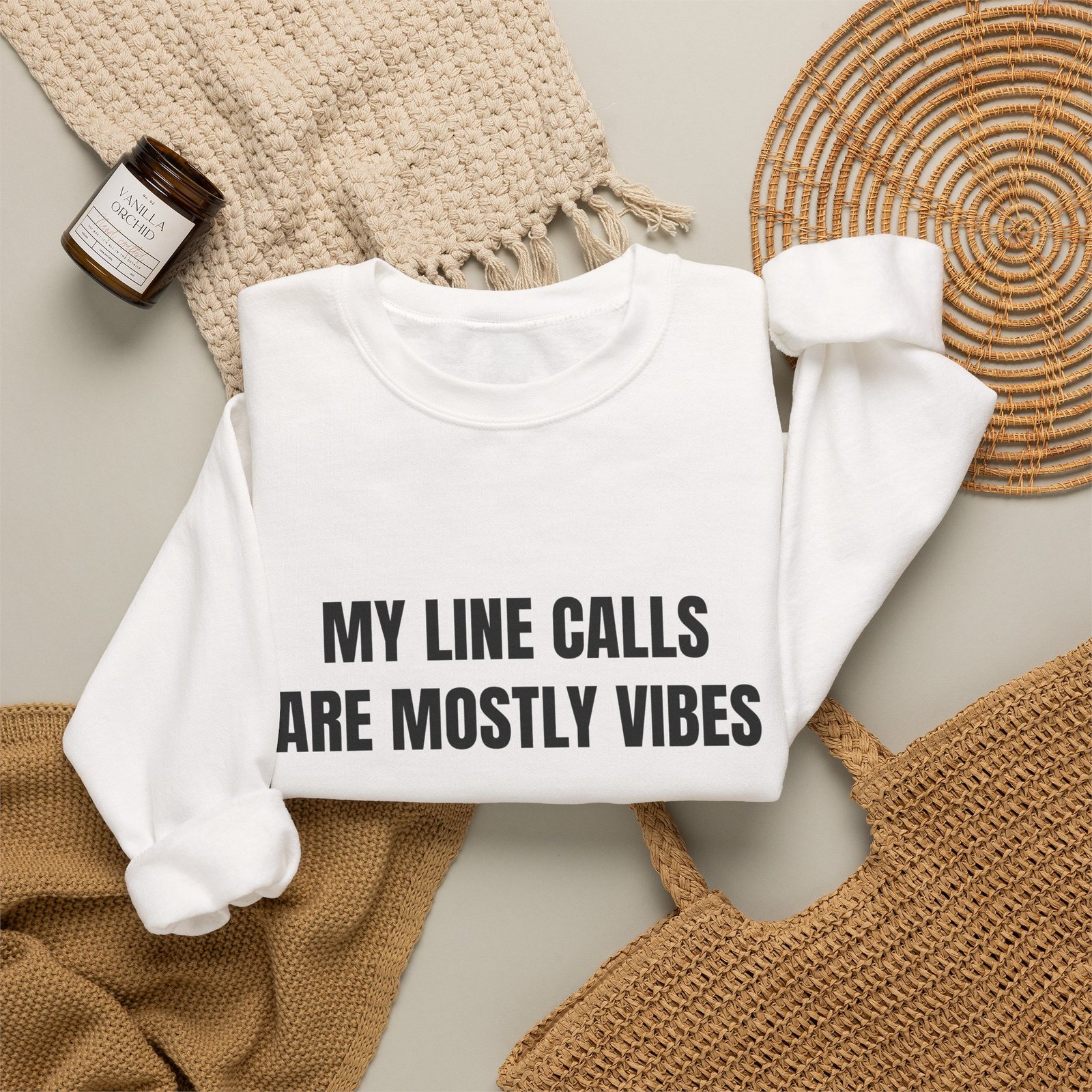 My Line Calls Are Mostly Vibes Funny Crewneck Sweatshirt - Image 4