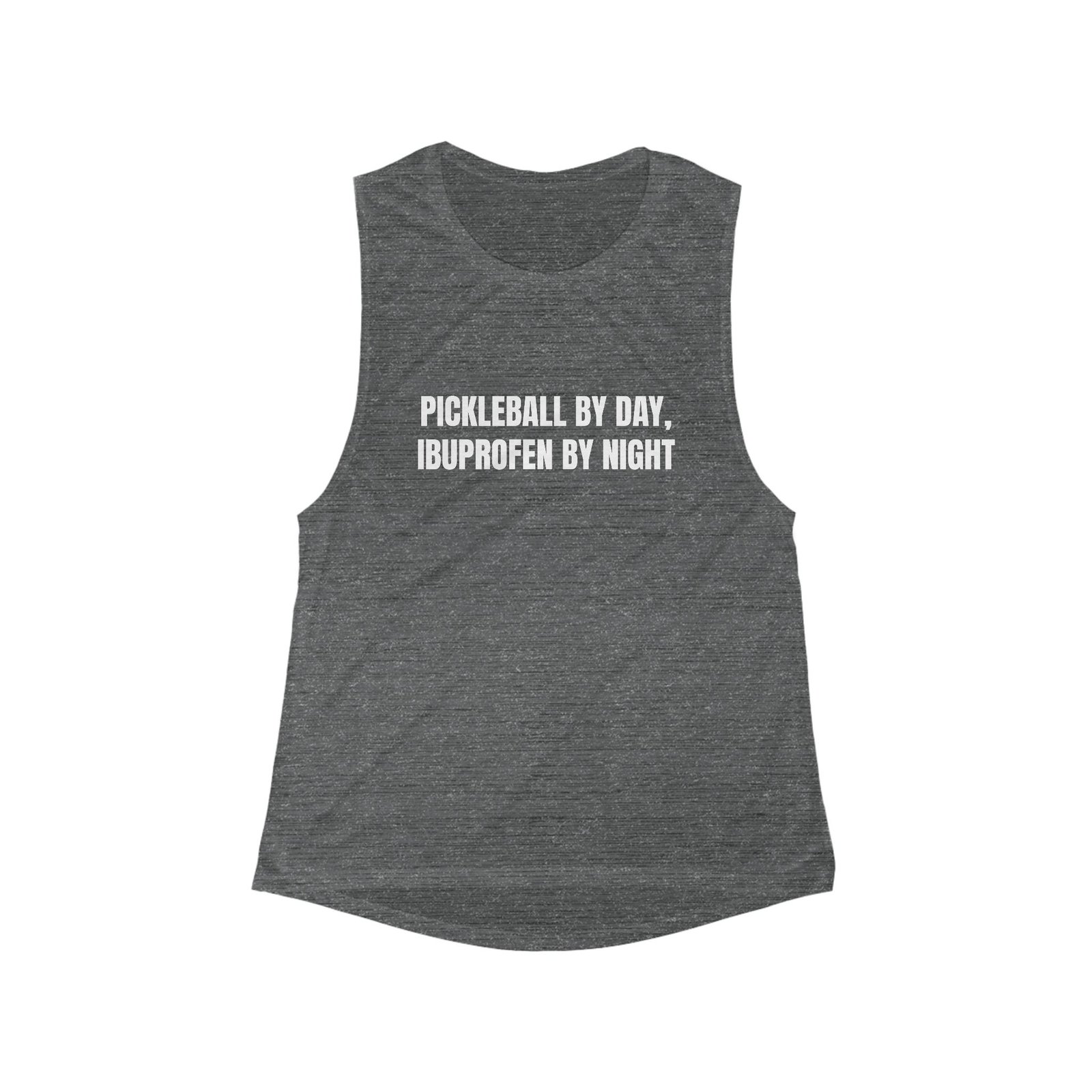 Pickleball By Day, Ibuprofen By Night Funny Women's Flowy Muscle Tank - Image 3