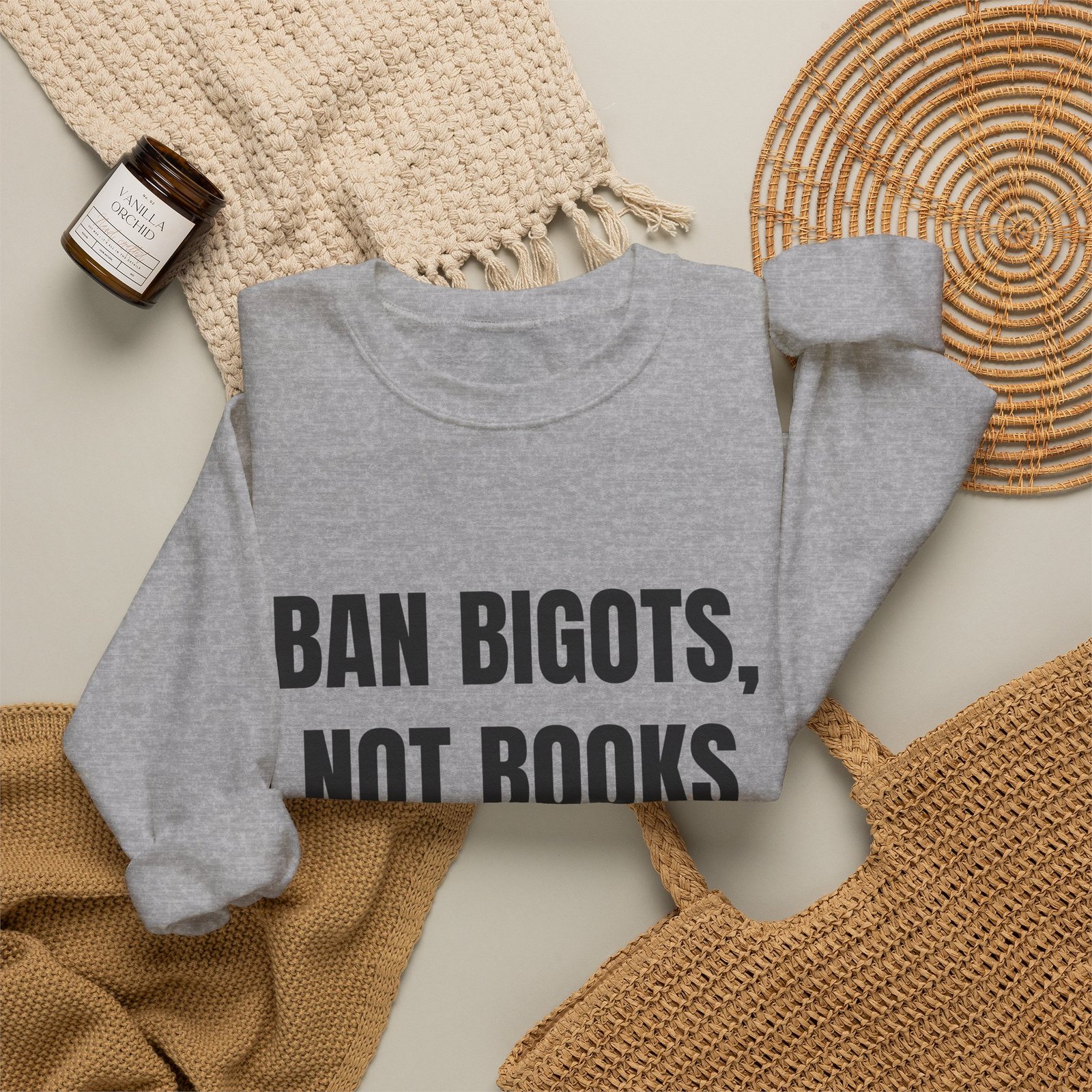 Ban Bigots, Not Books Funny Crewneck Sweatshirt - Image 12