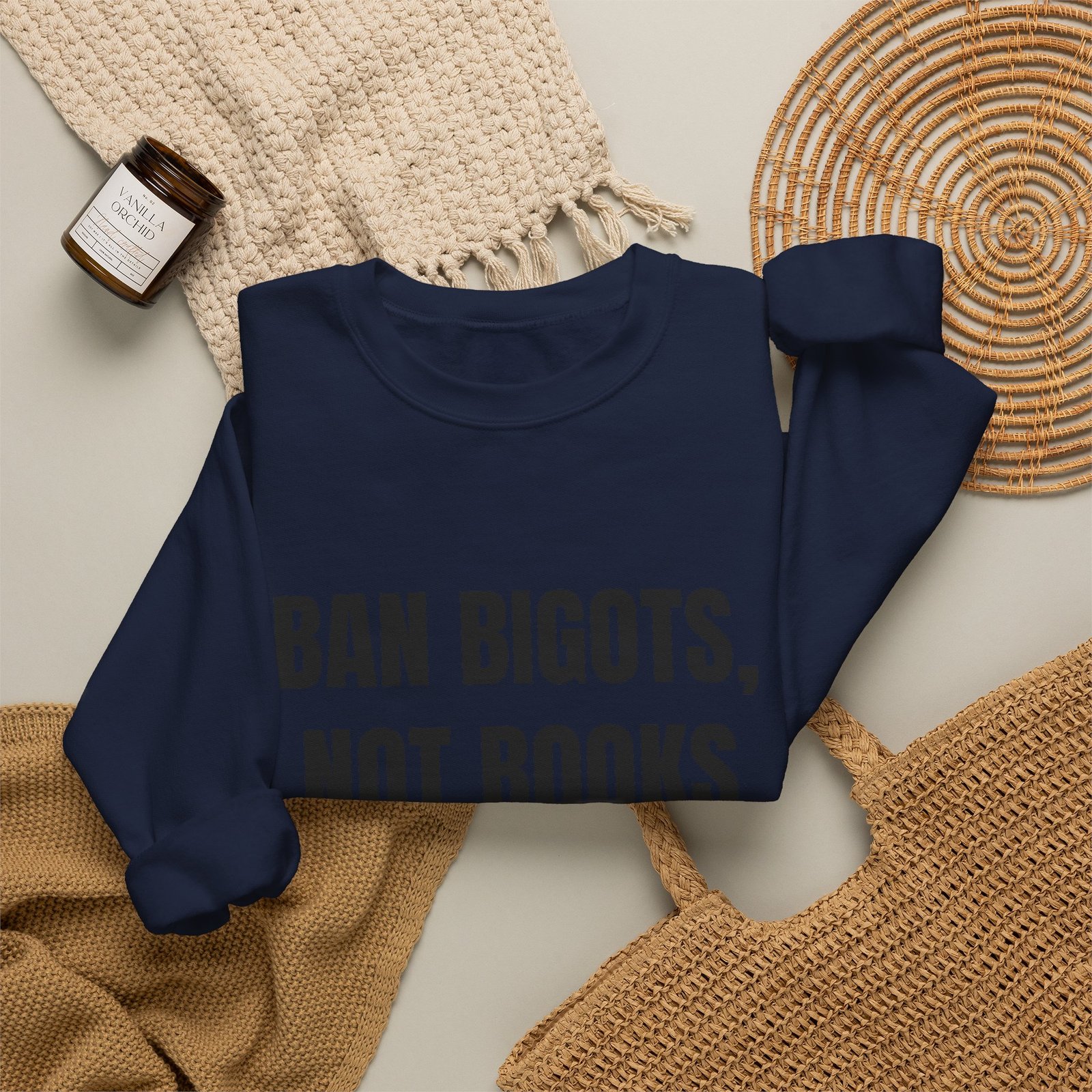 Ban Bigots, Not Books Funny Crewneck Sweatshirt - Image 16