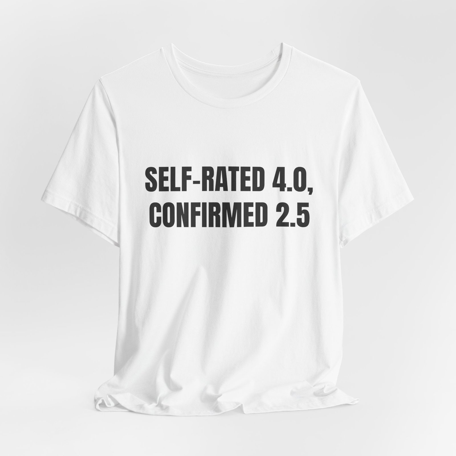 Self-Rated 4.0, Confirmed 2.5 Funny Graphic T-Shirt - Image 4