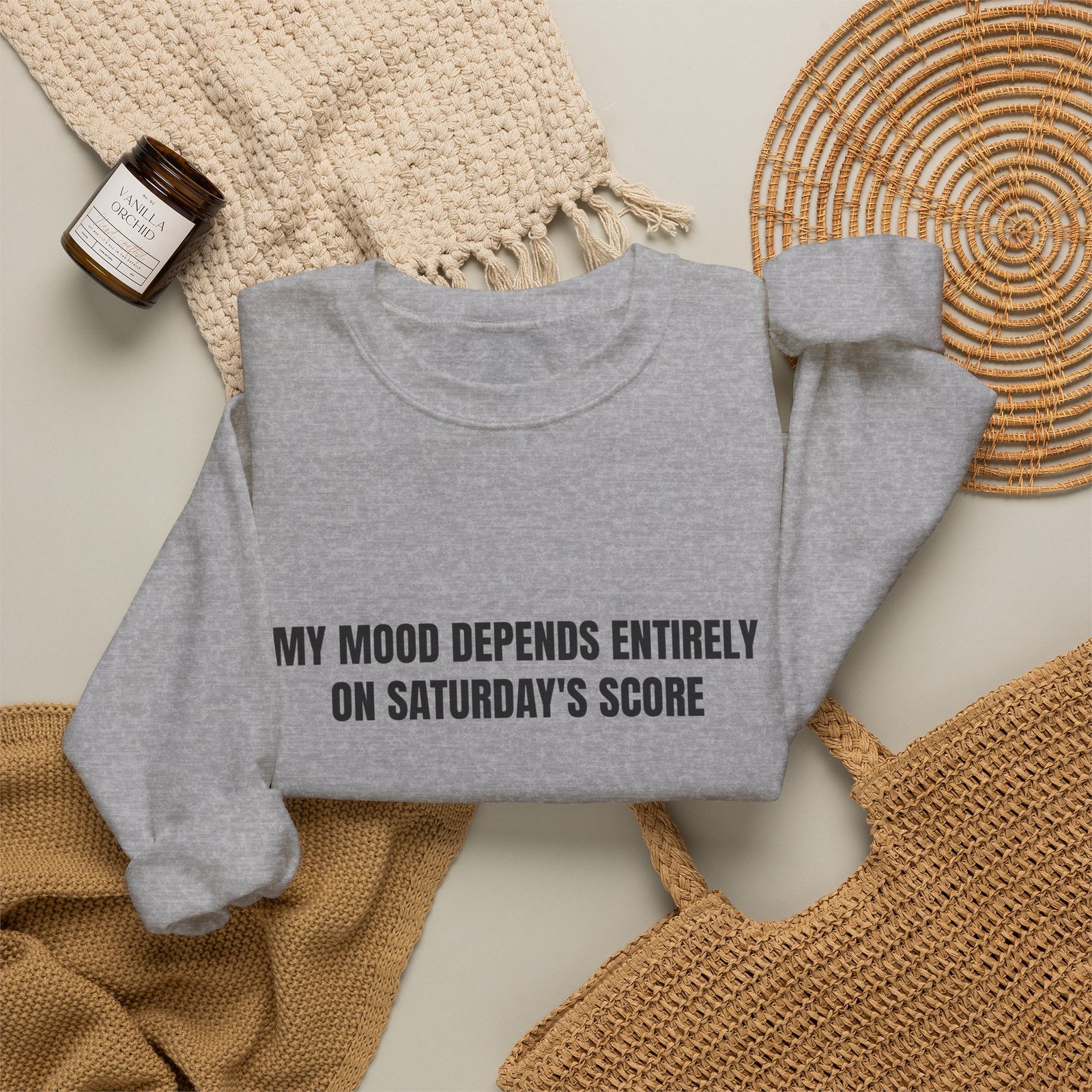 My Mood Depends Entirely On Saturday's Score Funny Crewneck Sweatshirt - Image 12