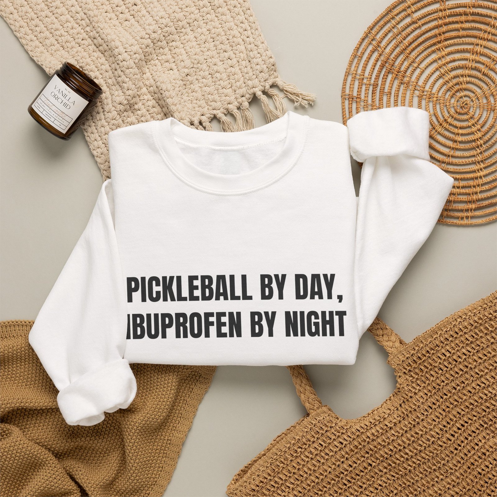 Pickleball By Day, Ibuprofen By Night Funny Crewneck Sweatshirt - Image 4