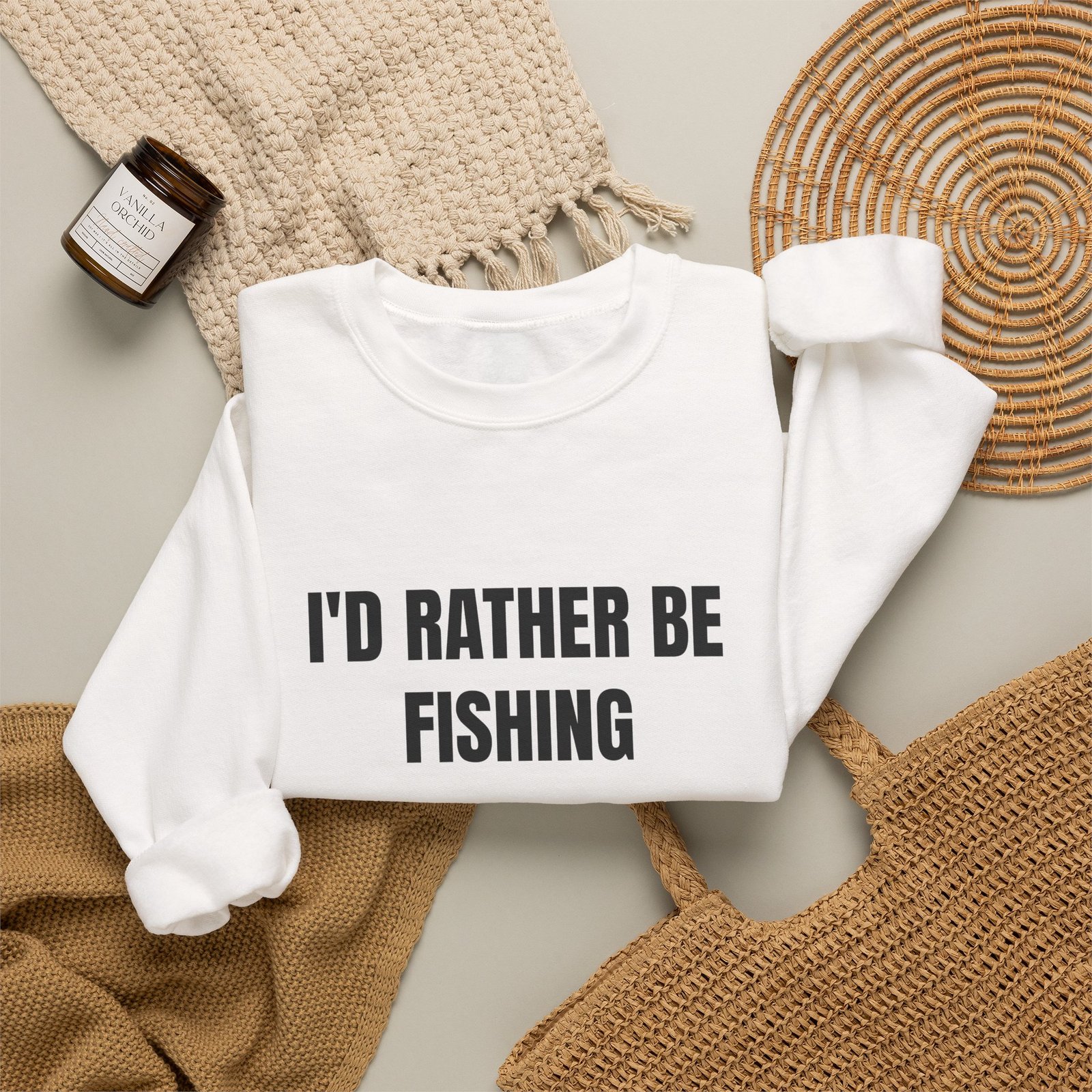 I'd Rather Be Fishing Funny Crewneck Sweatshirt - Image 4