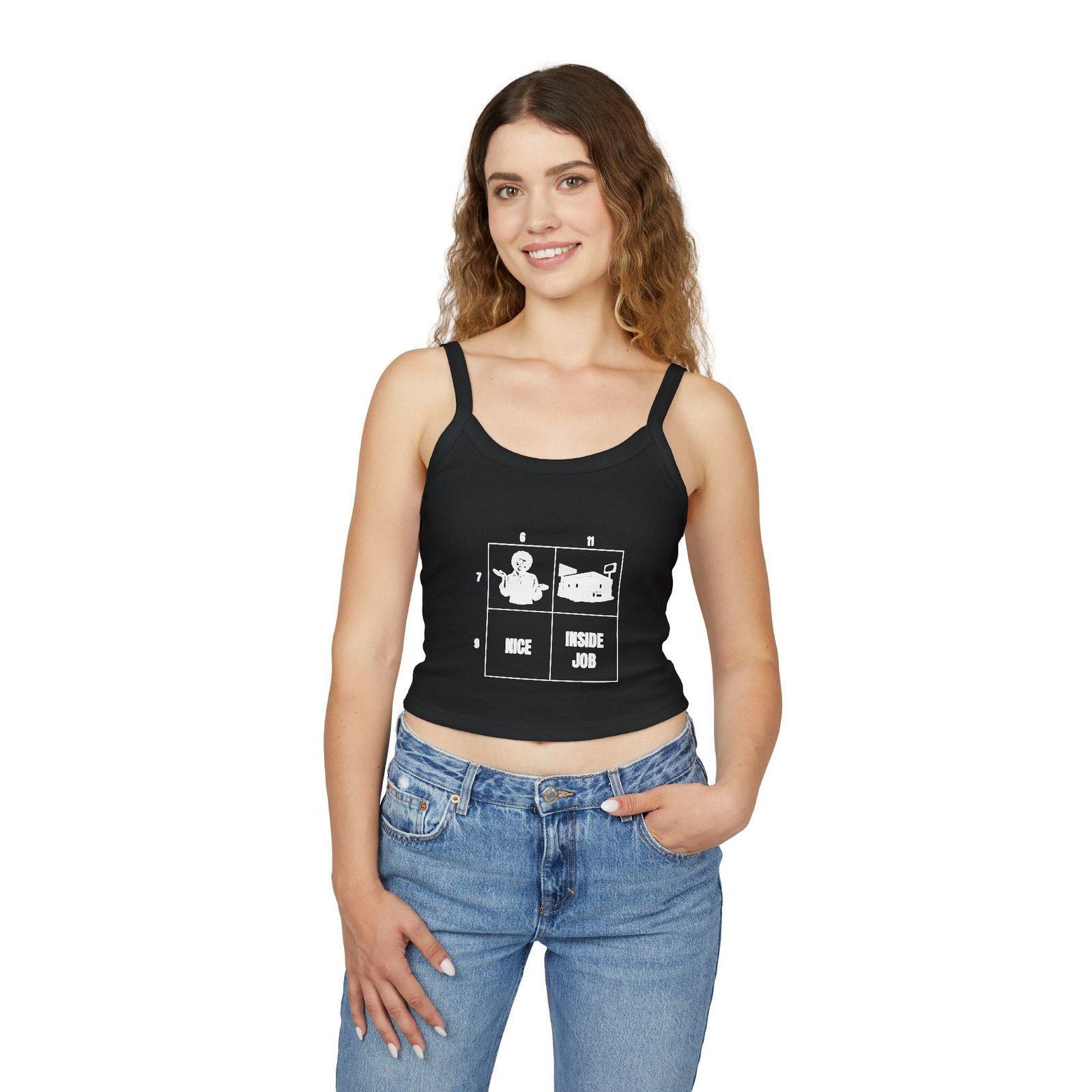 The Number Grid Funny Women's Spaghetti Strap Tank - Image 7