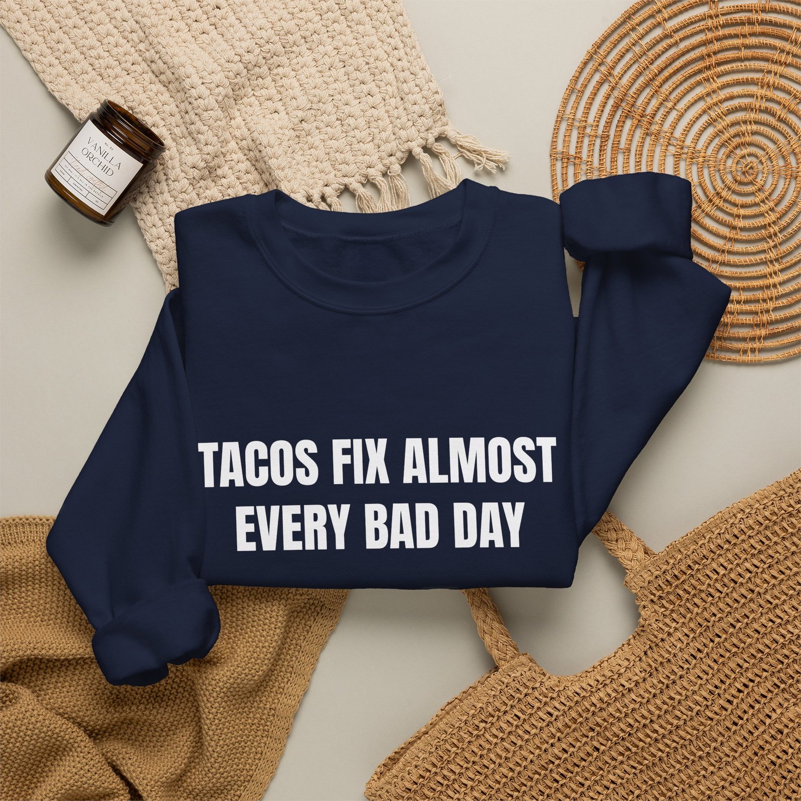 Tacos Fix Almost Every Bad Day Funny Crewneck Sweatshirt - Image 16