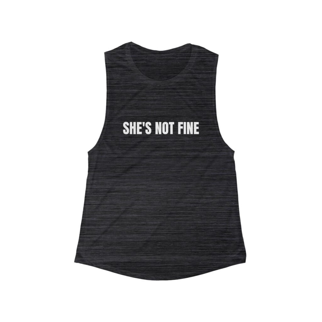 She's Not Fine Funny Women's Flowy Muscle Tank - Image 3