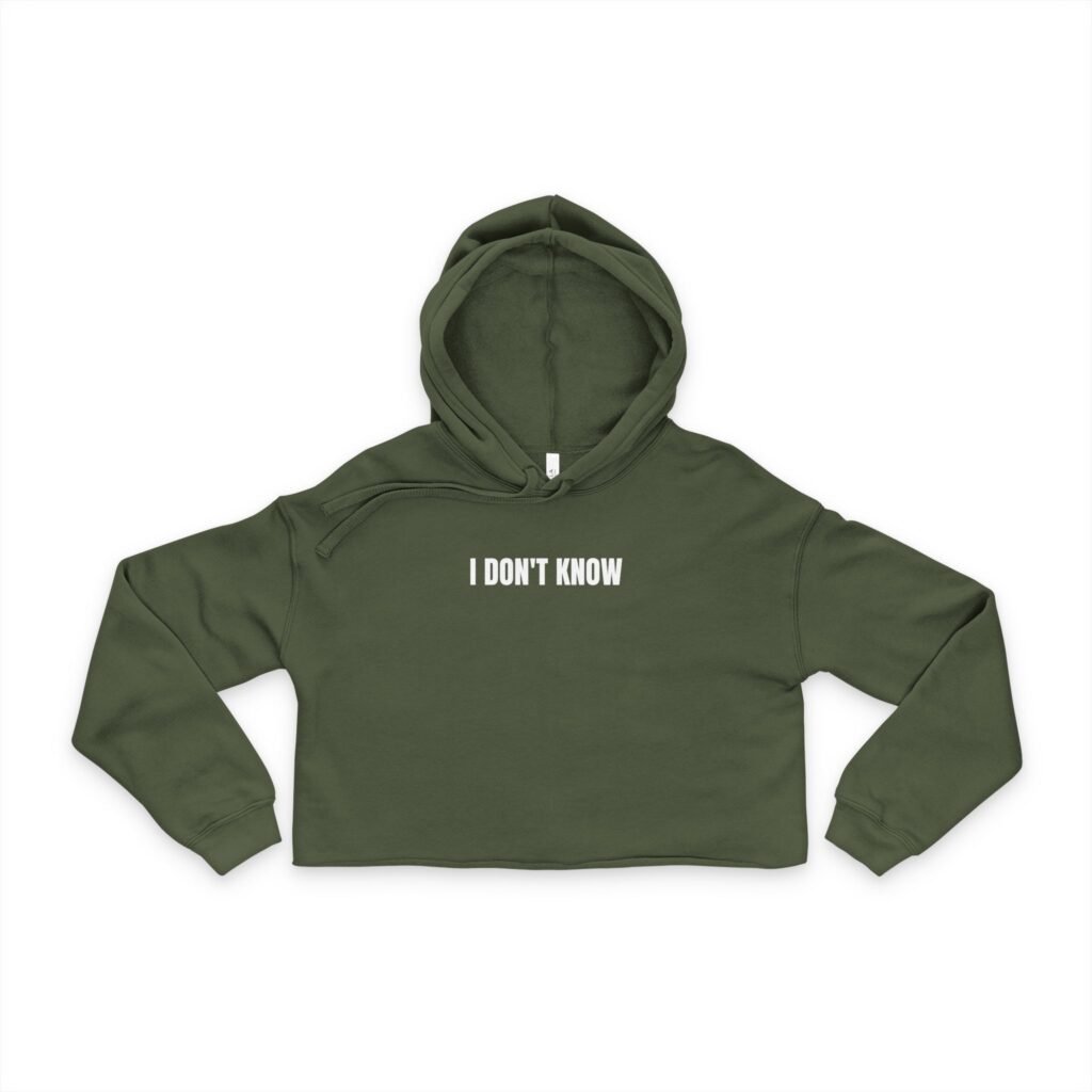 I Don't Know Funny Women's Cropped Hoodie - Image 3