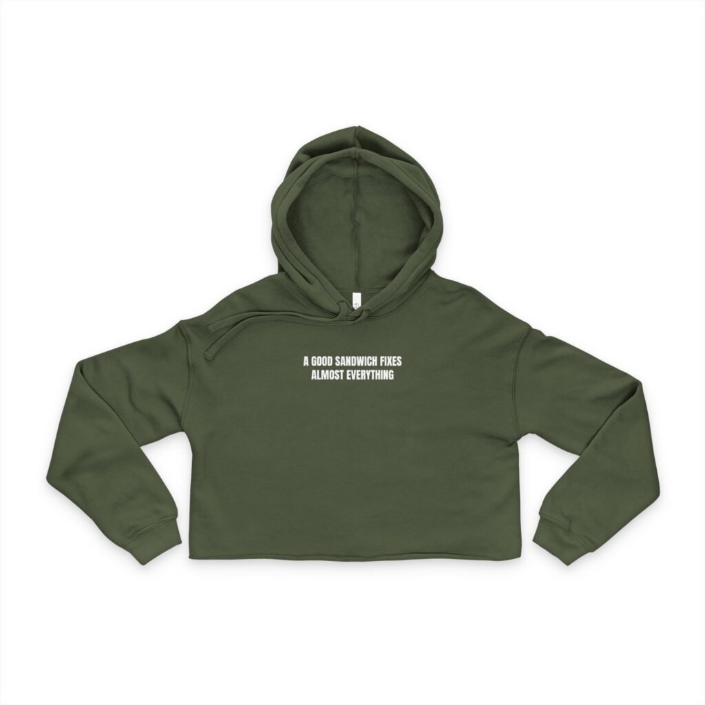 A Good Sandwich Fixes Almost Everything Funny Women's Cropped Hoodie - Image 2