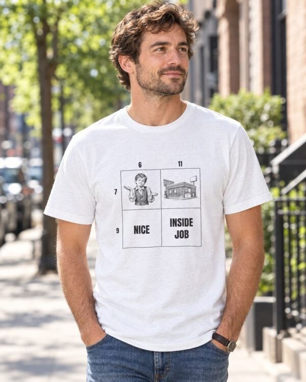 Man wearing The Number Grid graphic t-shirt